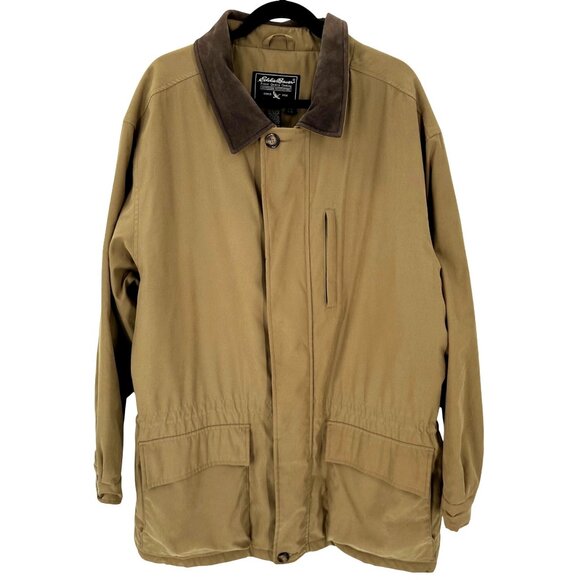 Eddie Bauer Mens L Outdoor Brown Quilted Lined Jacket Pockets - Picture 2 of 16